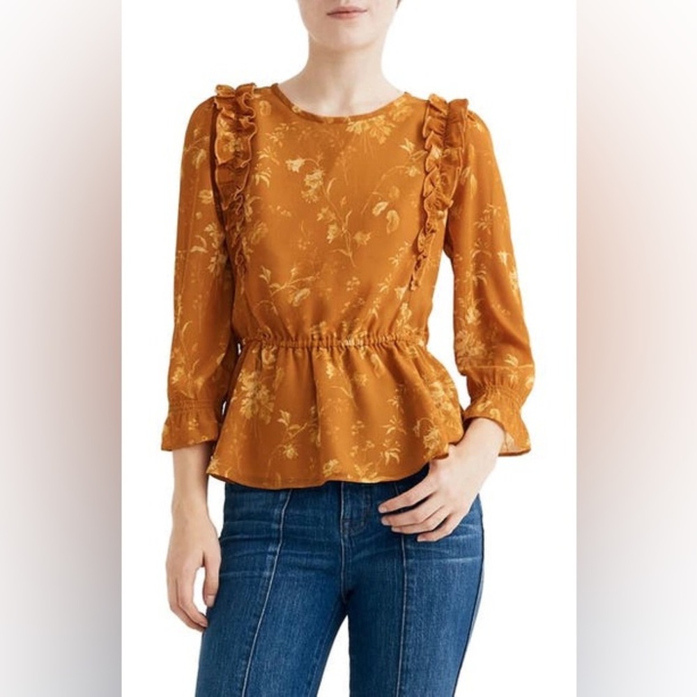 Madewell Floral peplum top